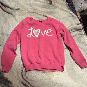 Girls pink love sweater.